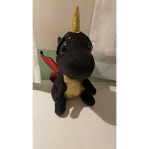 TY Beanie Boos Grindal Plush Dragon Black Orange Wings 2017 Walgreens Exclusive